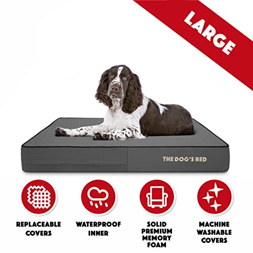 The Dog’s Bed Orthopaedic Memory Foam Dog Bed for Large Dogs, Waterproof Support Mattress, Removable Washable Cover, Pressure Relief & Joint Support, Grey Oxford with Black Trim, 15cm Thick - Image 4