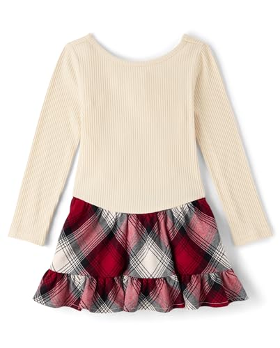 The Childrens Place Baby-Girls and Toddler Long Sleeve Casual Dresses Red Ochre Plaid 2 Years