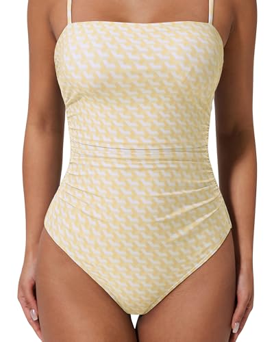 Image of SUUKSESS Women Sexy One Piece Swimsuit Tummy Control Square Neck Bathing Suit