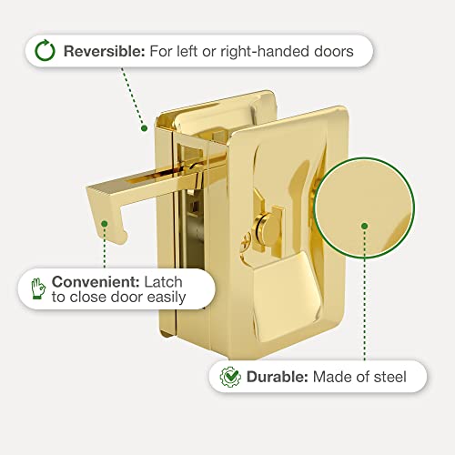 Image of Richelieu | Onward Privacy Lock Pocket Door Pull, Rectangular, Brass