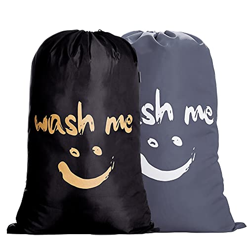 IHOMAGIC Set of 2 Extra Large Travel Laundry Bag, 120L Foldable Clothes Storage Bags with Drawstring