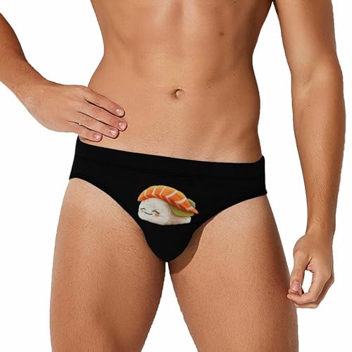 Cute Sleeping Japanese Sushi Mens Swim Briefs Quick Dry Swim Trunk Bikini Underwear Swimsuit XL
