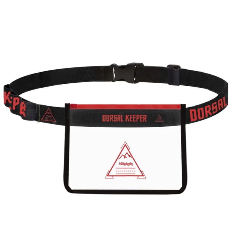 Dorsal Keeper Porta Ceinture Dorsale Sport Compétition Numéro Trail Running Triathlon Duathlon Cyclisme Marathons Marche Nordique 4 Couleurs Unisexe, Rouge