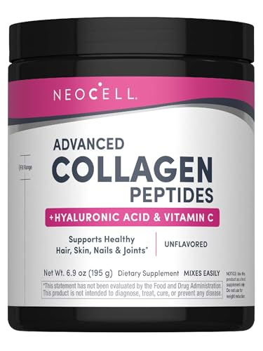 NeoCell Super Collagen Plus Peptides Powder 6.9oz Unflavored with Vitamin C & Hyaluronic Acid