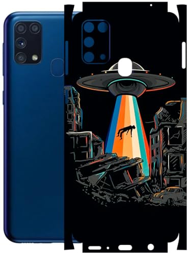 Image of AtOdds - Full Body Back Screen Guard Protector Film - Lamination Wrap Skin Sticker Compatible with Samsung Galaxy M31 | Scratchproof Matte Finish (Alien Invade)