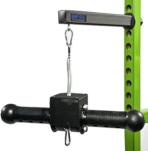 Grip Freak Thick Grip Wrist Roller w Power Rack Arm & Weight Plate Loader