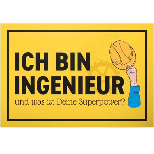 DankeDir! Ingenieur Superpower - Schild - Partydeko Bachelor Master Geschenk Geschenkidee Studenten - Geschenk Glückwunschkarte Deko Karte Abschluss bestandenes Studium Studienabschluss