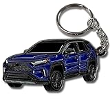 FOUR WHEEL BEAST RAV4 Keychain - RAV 4 2025 Accessories metal key chain key fob cover trd car accessories mods (Dark Blue)
