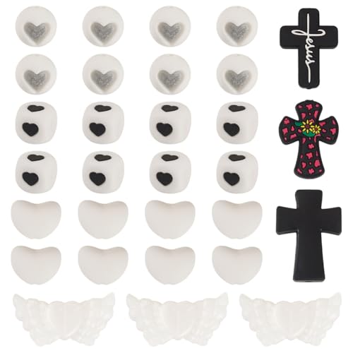 Perles en silicone croix et cœur pour fabriquer des cadeaux faits main
