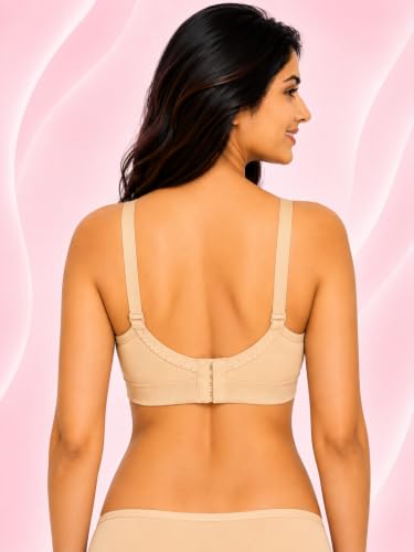 Image of SONA Super Fit Everyday Non Padded Side Support Cotton Full Coverage Bra for Women with Transparent Strap Plus Size Bra