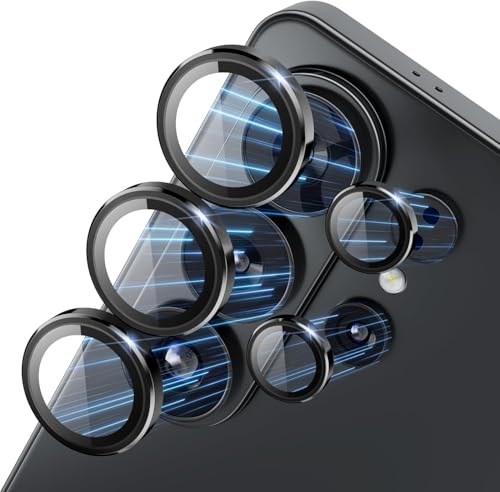 Image of FabeKee Tempered Glass Camera Lens Protector For 9H Hardness, Full Coverage Anti Scratch Camera Metal Ring (S26 Ultra 5G black)