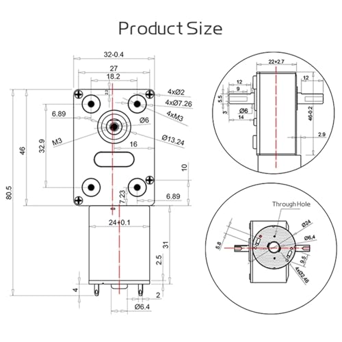 Moteur électrique DC JGY-370 à vis sans fin avec autoverrouillage - 2