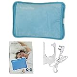 HomeVibe Rechargeable Electric Hot Water Bottle Professional Soft Touch Fleece Cover Bed Hand Warmer Massaging Heat Pad - Blue