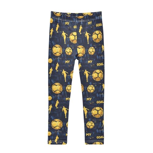 ALAZA Girls' Leggings Children's Yoga Pants Skinny Printed Dance Golden Football Comfortable 4T