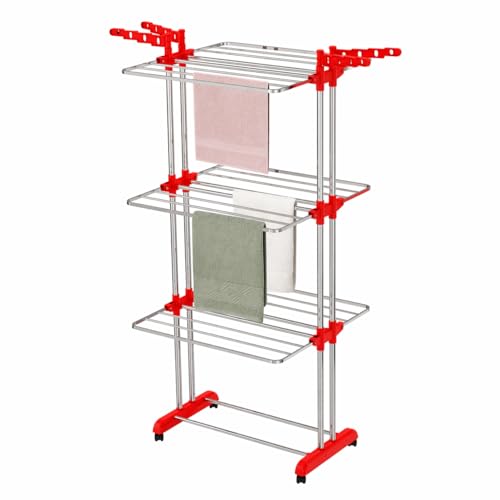 Image of LiMETRO STEEL Premium Clothes Drying Stand Foldable with Wings | Heavy Duty Steel Clothes Stand | Rust Proof Cloth Dryer Stand | Space Saving Clothes Drying Rack for Balcony & Indoor Use