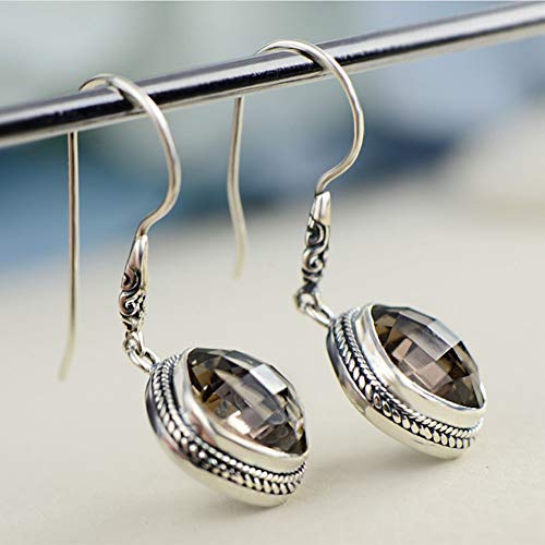 Pendientes de plata 925 MIYUAN con cuarzo ahumado de alta joyería 6