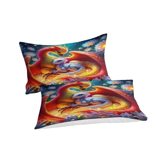 Parure de lit dragon housse de couette 200x200 zippée facile à nettoyer - 3