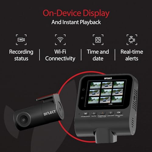 Image of Dylect Sense 4K Max 2 Channel Dash Cam with Sony STARVIS 2, 4K Front + 1080p Rear, ADAS Safety, GPS, Wi-Fi, Night Vision, 140 Wide Angle, Loop Recording, 2.4 inch IPS, Supports 1TB