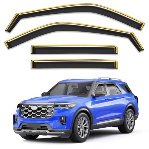 Breejoy in-Channel Window Rain Guards Fit for Ford Explorer 2020 2021 2022 2023 2024 2025 2026,Extra Durable Window Deflector Rain Guards Visor Vent Visors Vent Shades Car Accessories -4 pcs