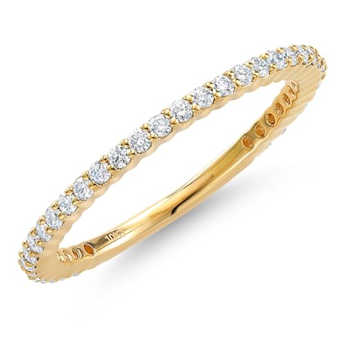 Gem Stone King 10K White or Yellow Gold White Lab Grown Diamond Engagement Wedding Band Ring For Women (0.28 Cttw, G-H Color and VS-SI Clarity, Size 7)