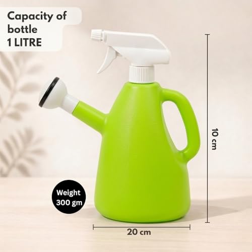 Image of Urban Upvan Watering and Spray Dual-Use Watering Can 1L | Garden Watering Sprayer Bottle with Adjustable Nozzle | Indoor Outdoor Plant Watering Tool for Home, Balcony & Garden (Green)