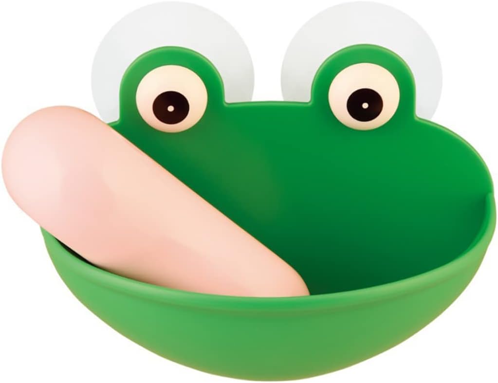 1pc Cute Frog Soap Dish Holder Silicone Portable Soap Dish Wall Suction Sponge Soap Drain Rack Bathroom Organizer Kit for Shower,Kitchen,Counter Top, Frog Dish Soap Travel Soap Holder Tree Frog Bar