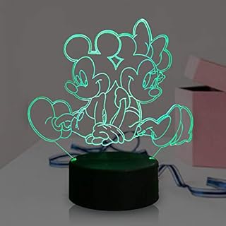 Mickey Minnie Mouse Friends LED Lamp 3D Cartoon for Kid Living Room 7 Color USB Remote Change Night Light Decor Home Mood Bulb Christmas New Year Holiday Xmas Kid Gift for Teenage(Two Minnie Mickey)