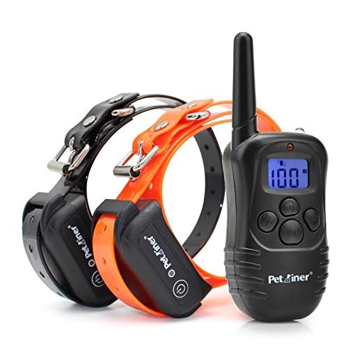 Lambow Petrainer IS-PET998DB2 Waterproof Rechargeable 330 Yards Remote Dog Training Shock Collar with Beep/Vibration/Shock Electric E-Collar