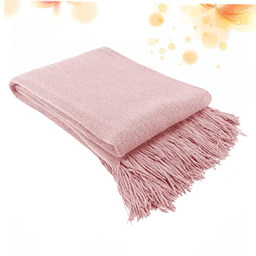 Couverture tricotée à franges rose 170x127 cm drap de lit - 8