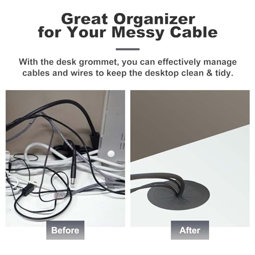 Aacgin CXH-HX2IN-2PA [2 Pack] Desk Grommet 2 Inch Flexible Desk Hole Cover For Cables Desktop Equipment Wiring Management Desk Cord Hole Cover thumb #2