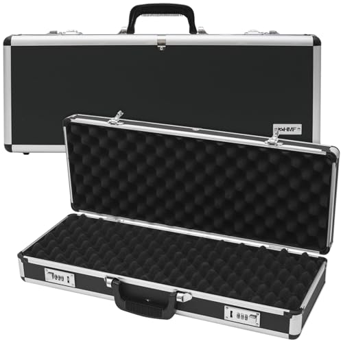 HMF 14433-02 Valise en Aluminium pour Armes à feu avec Serrure à Combinaison | 62 x 26 x 12 cm | Noir
