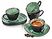 Produktbild Sänger | Espressotassen Set Palm Beach mit Untertassen, 8-teiliges Espressotassen Set aus Steingut, Modernes Design, Fassungsvermögen 80 ml