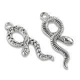 Silver Snake Charms, Double Sided Metal Serpent Pendant 10/Pkg