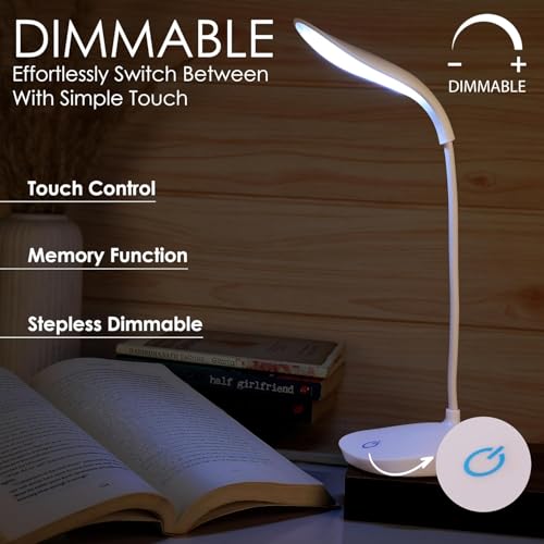 Image of TEQO 3 Color Mode Table Desk Study Lamp for Students with Mobile & Pen Holder, Touch ON /Off Rechargeable, 360 Adjustable (Multicolor)