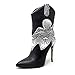 Angkorly - Zapatillas Moda Botines Botas Santiags Cowboy Vaquero Sexy Tacones Altos Mujer Estampado Animal báscula Tacón de Aguja Alto 11.5 CM - Negro 8 H685 T 36