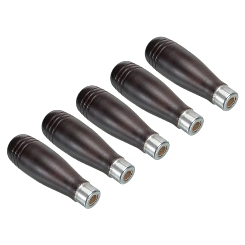 PATIKIL Mango de Lima de Madera de 4.3 Pulgadas, Paquete de 5 Accesorios de Repuesto para Mango de Lima de 0.39 de Diámetro, Marrón Oscuro