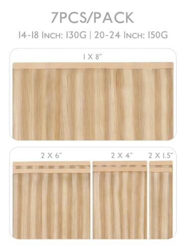 Image of WENNALIFE Multi-Piece Tape in Hair Extensions Human Hair, Tape in Weft