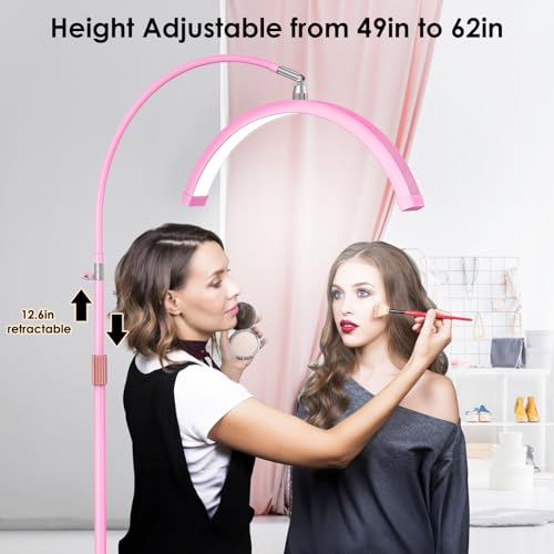 Image of Half Moon Light for Lash Tech, Flexible Lash Lamp with Phone Holder for Eyelash Nail Art Tattoos Skincare, 5 Color Temperatures & Brightness Setting LED Floor Lamp Esthetician Light