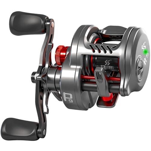 Sougayilang Round Baitcasting Reel Digital Control Braking with Real-Time Acoustic Feedback 7.2:1 Gear Ratio Trolling Reel for Bass Catfish and Salmon Ideal Fishing Reels for BeginnersHR