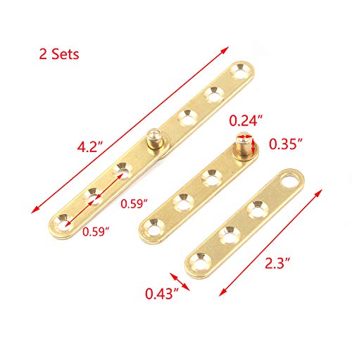 T Tulead Pivot Hinge Door Pivot Hinges Cabinet Rotating Hinge Door Fitting Brass Pivot Drawer Hinges (Including 2Pcs L-Shaped And 2Pcs Straight Hinges) #TOP1