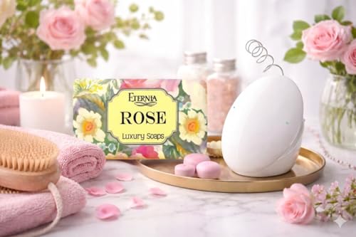 Image of Eternia Rose Luxury Soap Bar (250g) with Shower Radio | Face & Body Cleanser Combo for Soft, Glowing, Smooth & Fragrant Skin | Spa Bath Experience