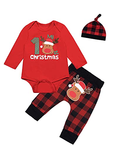MOMMY'S NEW MAN My Frist Christmas Baby Boy Girl Clothes Cute Long Sleeve Christmas Outfit Set