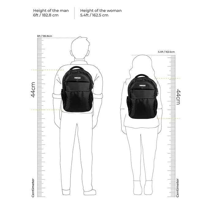 Image of Nu Republic Triphop Backpack for Men Women Office Casual 18-inch Laptop Bag Water-Resistant Multi-Pockets Sleek Smart College Backpack with Dual USB Port (Black)