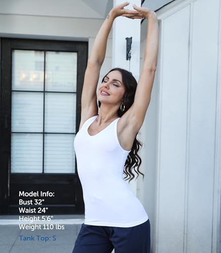 Comfneat Women's 4-Pack Slim-Fit Basic Tanks Cotton Casual Comfy Top Underwear Vests4