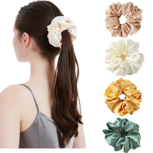Extra Large Hair Scrunchies Soft Big Silk Scrunchies Jumbo Satin ...