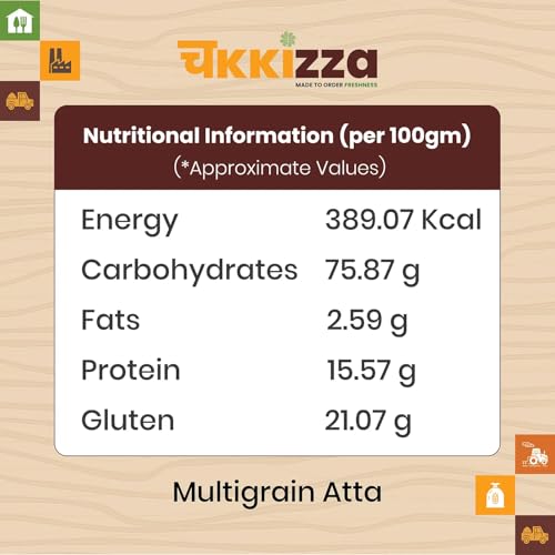 Image of Chakkizza Multi-Grain Atta | Whole Grain Flour | Stone Milled | 100% Natural | High Dietary Fiber For Easy Digestion | Made-to-Order | Chakki Fresh Atta | No Preservatives | No Blending