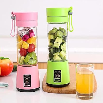 Tsumos Electric USB Juice Maker Juicer Bottle Blender Grinder Mixer,4 Blades Rechargeable Bottle with (Multi color)