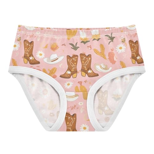 Wusikd Cute Cowgirl Cowboy Girls' Underwear Cotton Boots Cactus Girls Briefs Soft Toddler Underwear 2T