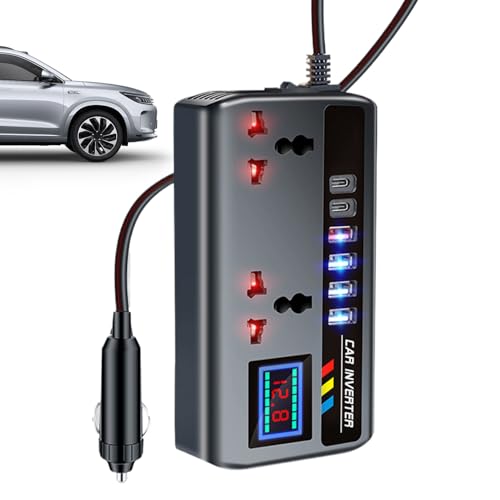 Car Charger Inverter - Auto Power Inverter 12V/24V a 220V - Cargador de puerto con 3 puertos USB | Adaptador de conversor de carga rápida para vehículos, camiones, autocaravanas, camping al aire libre