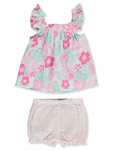 Little Beginnings Baby Girls' 2-Piece Island Flowers Diaper Cover Set - Pink, 6